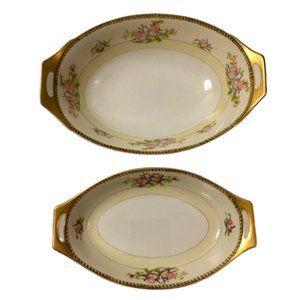 Meito China Oval Serving Dishes The Berkshire Set of Two Hand Painted Porcelain